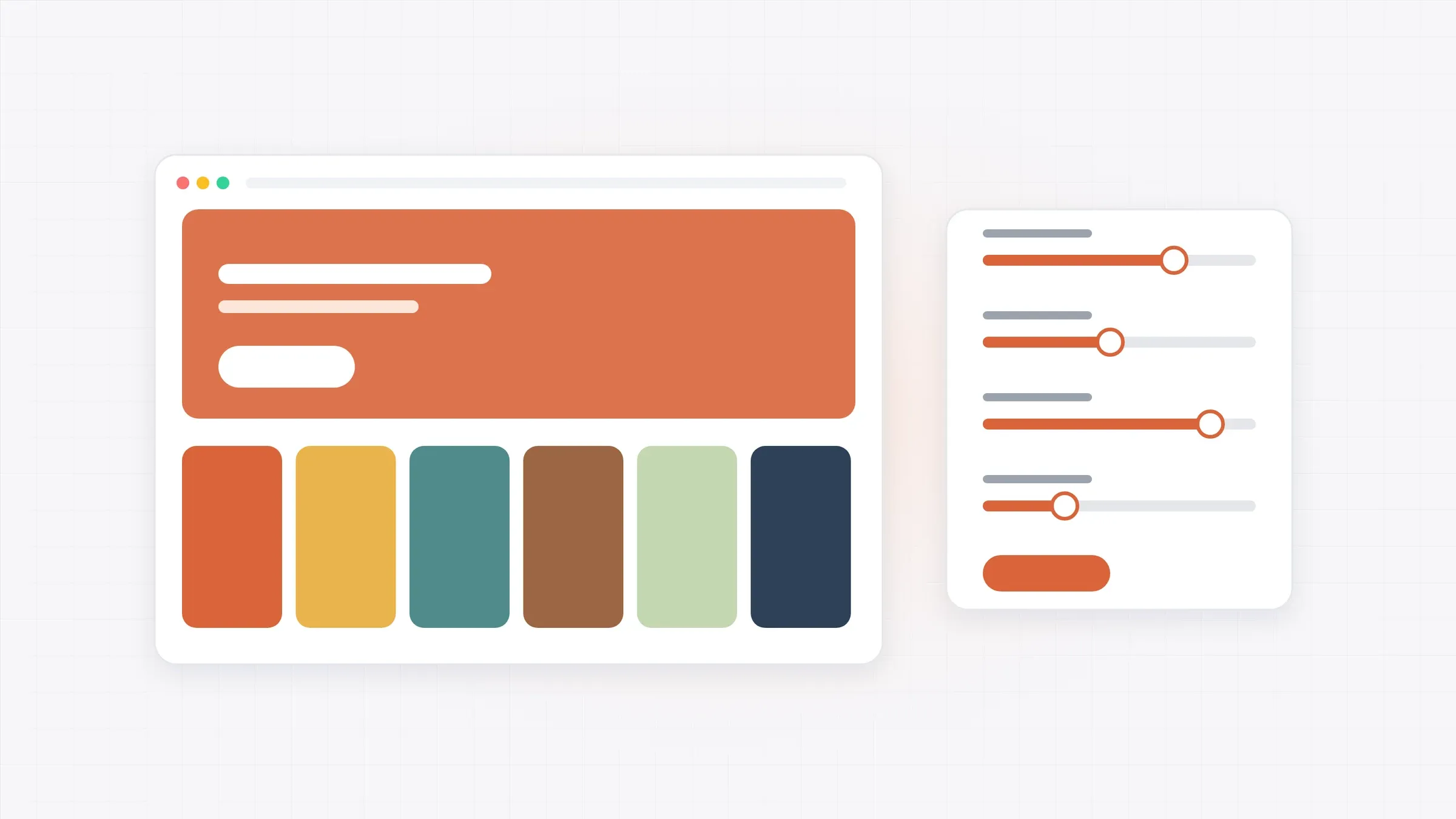 Illustration: a website with paint colour swatches next to content management sliders.