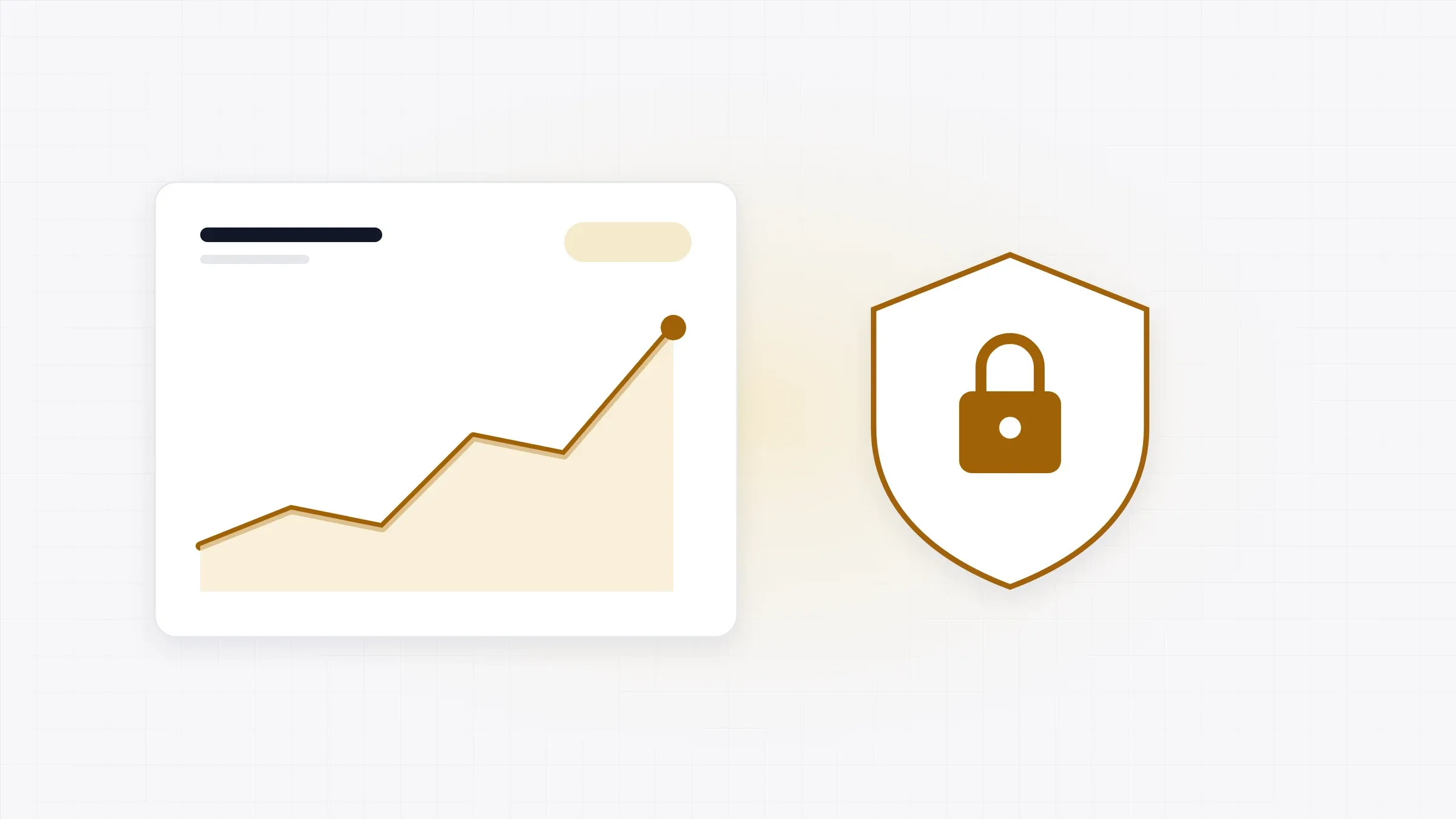Illustration: an investment growth chart next to a security shield with a lock.